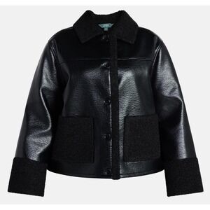 Terra & Sky Women's Plus Faux Shearling Jacket with Long Sleeves Size 2X 20W-22W